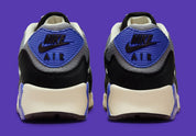 chaussure de rue air max 90 patta bleu , noir , gris , semelle confortable , vu de derrière