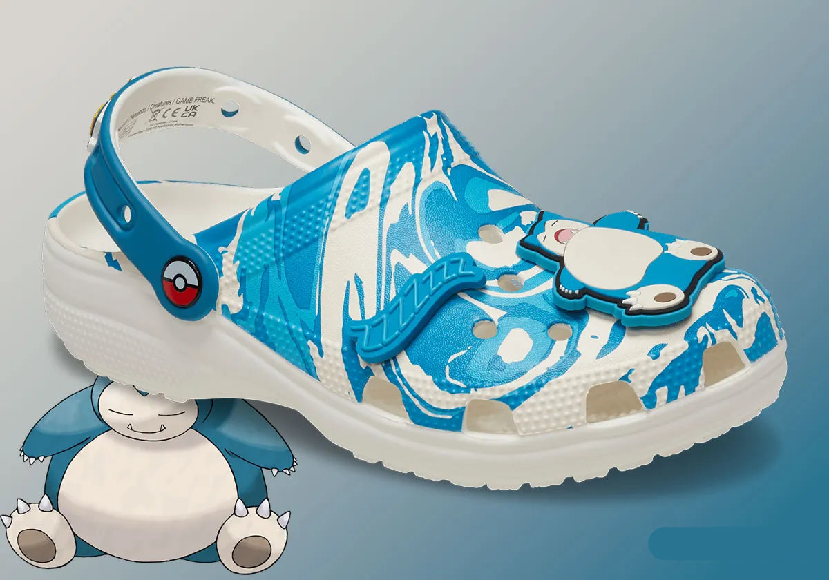 Crocs Classic Clog Pokémon Snorlax inspirées de Ronflex, avec design exclusif, bride pivotante et semelle légère en résine Croslite™.