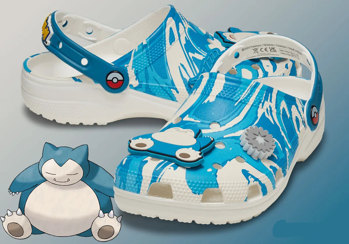 Crocs Classic Clog Pokémon Snorlax inspirées de Ronflex, avec design exclusif, bride pivotante et semelle légère en résine Croslite™.