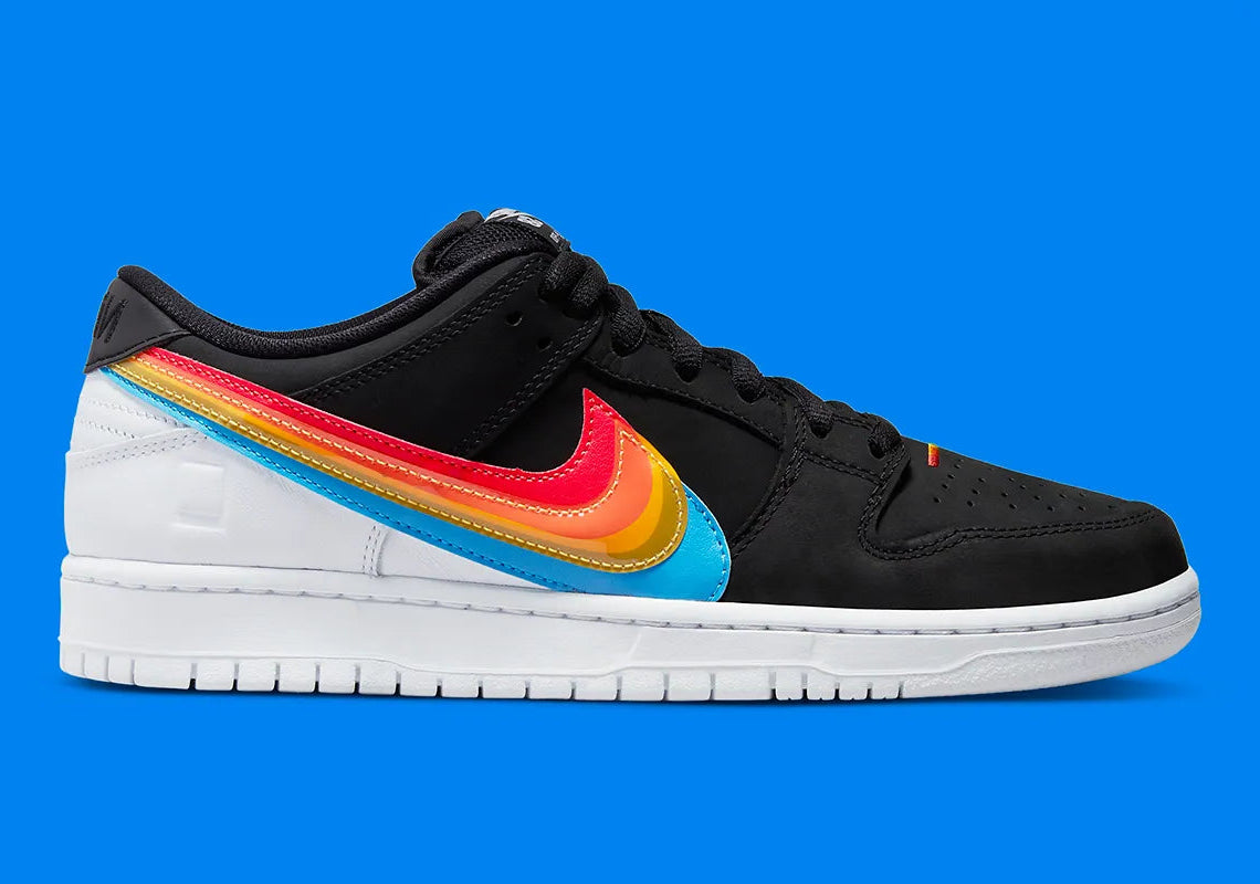 Sneakers Nike SB Dunk Low Polaroid – collaboration exclusive Nike x Polaroid, vue de face