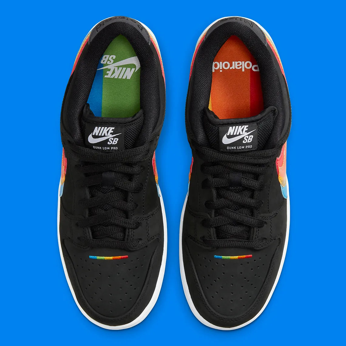 Sneakers Nike SB Dunk Low Polaroid – collaboration exclusive Nike x Polaroid, vue de haut