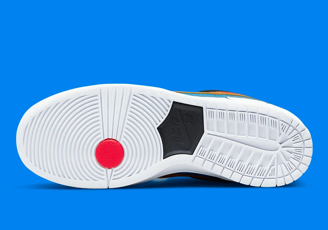 Sneakers Nike SB Dunk Low Polaroid – collaboration exclusive Nike x Polaroid, vue de la semelle
