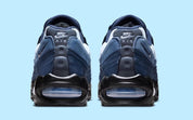 Sneakers Nike Air Max 95 OG Big Bubble Obsidian bleu marine en mesh et matières premium avec amorti Air Max visible. Vue de derrière 
