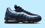 Sneakers Nike Air Max 95 OG Big Bubble Obsidian bleu marine en mesh et matières premium avec amorti Air Max visible. Vue extérieur 