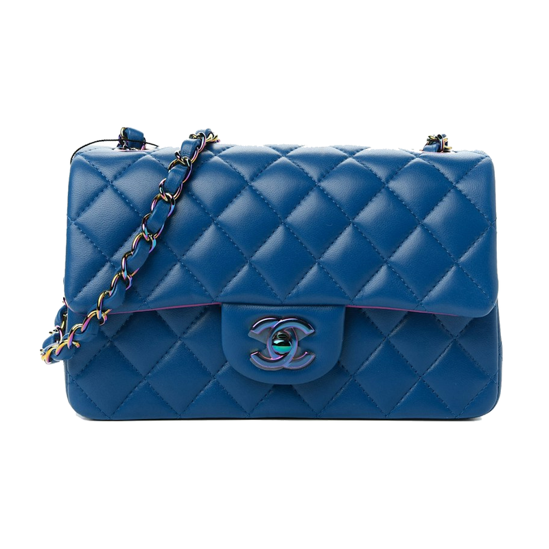 Chanel Mini Rectangular Flap 21P Blue Lambskin