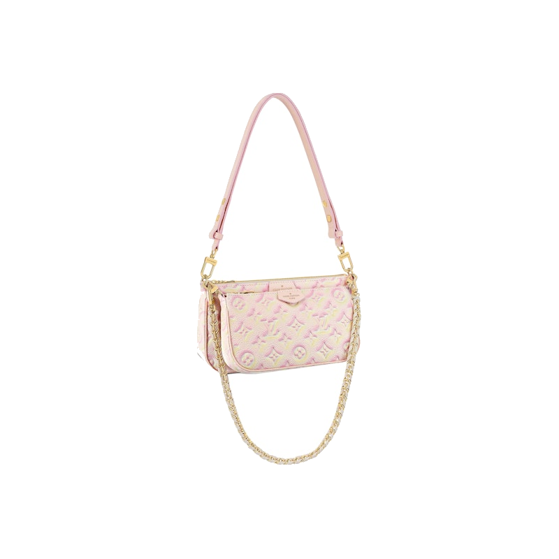 Louis Vuitton Multi Pochette Accessoires Light Pink, sac Louis Vuitton rose clair composé de plusieurs pochettes avec porté épaule et crossbody.