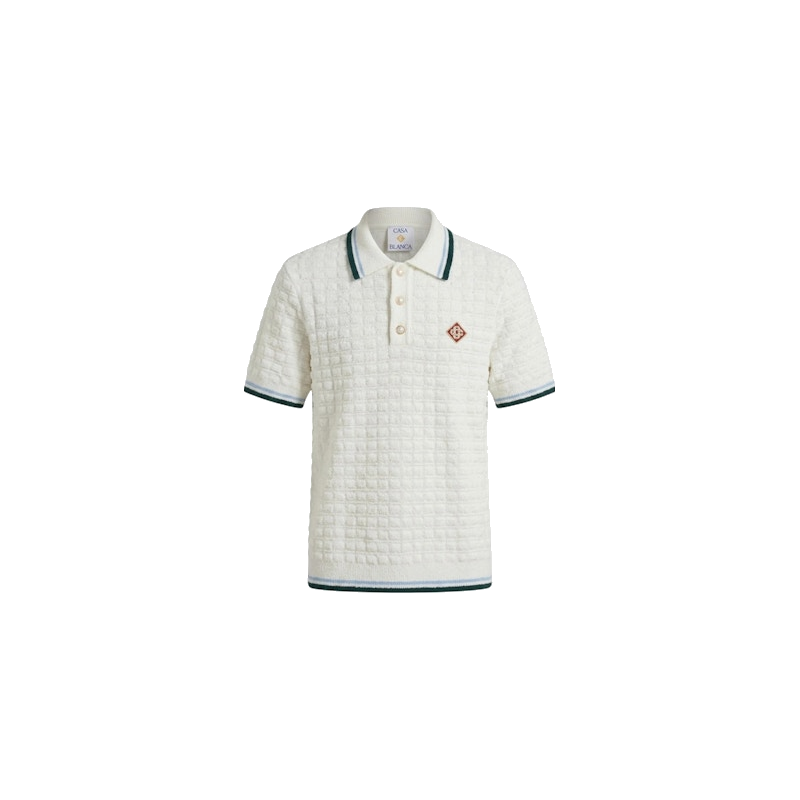 Casablanca Boucle Short Sleeve Polo White