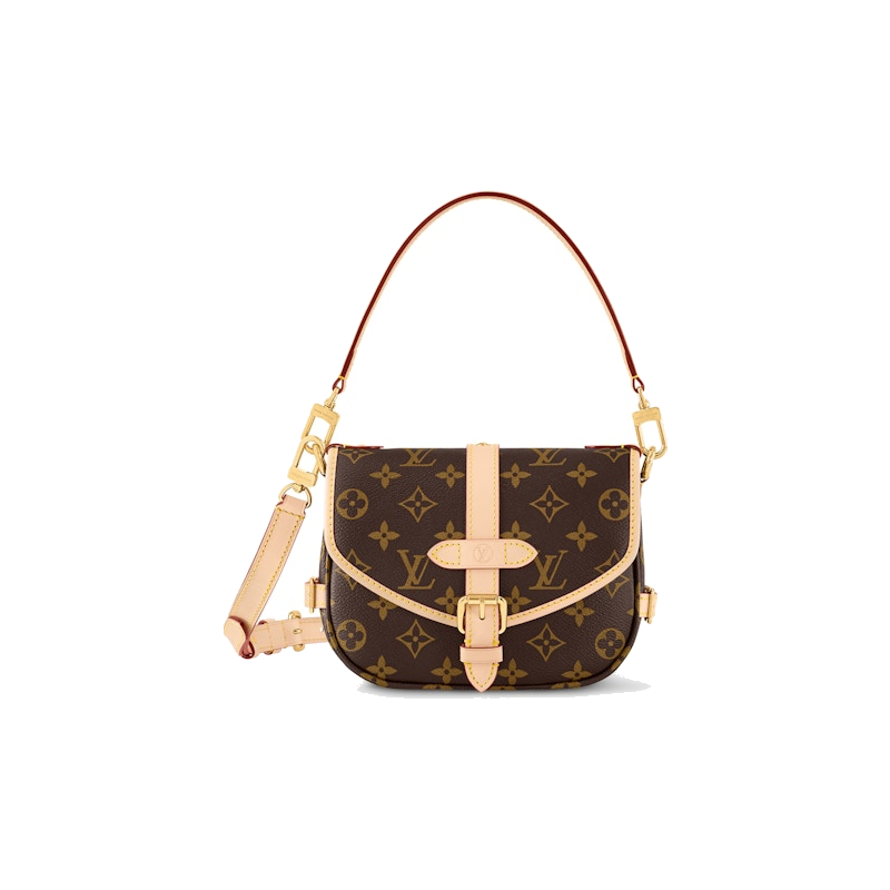 Louis Vuitton Saumur BB, petit sac bandoulière Louis Vuitton au format compact avec rabat frontal et design inspiré des sacoches de selle.