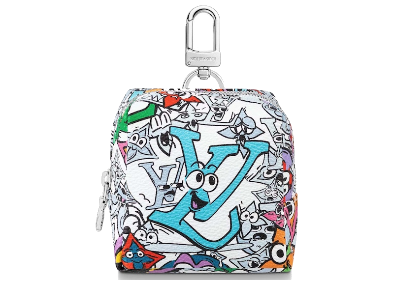 Louis Vuitton Squared Pouch Key Holder And Bag Charm LV Graffiti Monogram Canvas, mini pochette porte-clés et bijou de sac en toile Monogram avec motif LV Graffiti.
