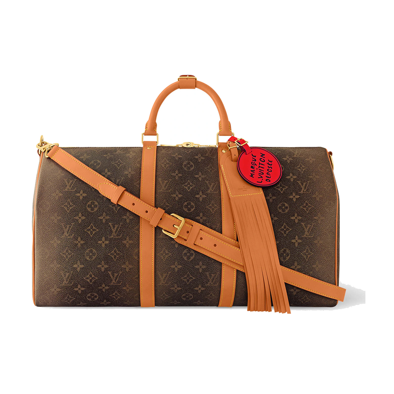 Louis Vuitton Keepall Bandoulière 50 Monogram Dust en toile Monogram Dust avec garnitures en cuir, poignées roulées, bandoulière amovible, fermeture zippée à double curseur et finitions métalliques.