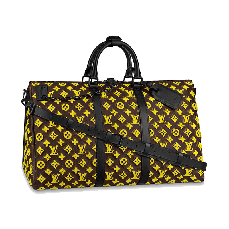 Louis Vuitton Keepall Triangle Bandouliere Monogram Tuffetage 50 Yellow