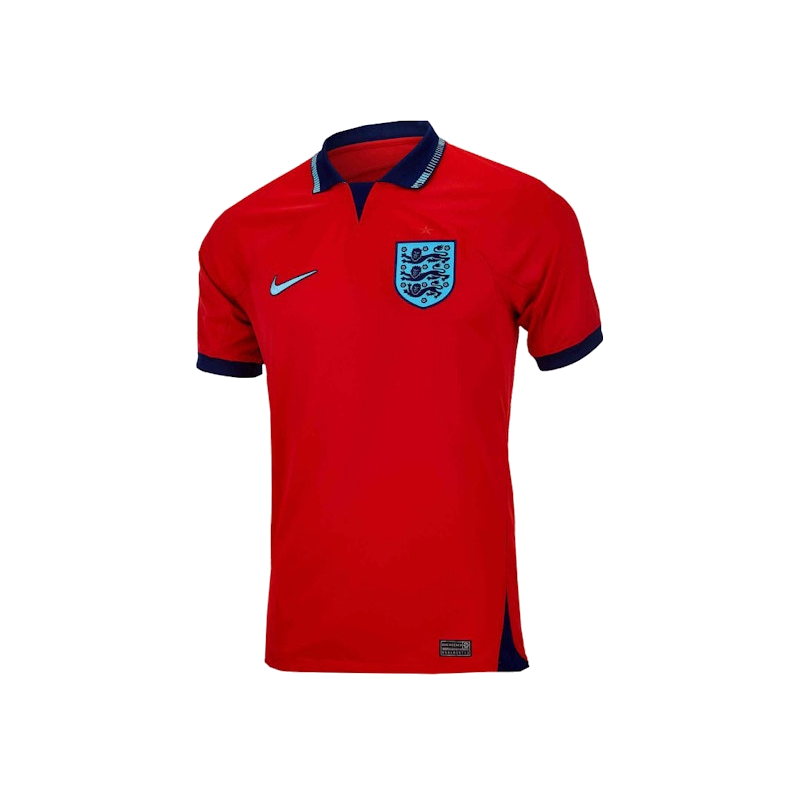 Nike England 2022/23 Stadium Away Dri-FIT Soccer Jersey Challenge Red/Blue Void/Blue Fury
