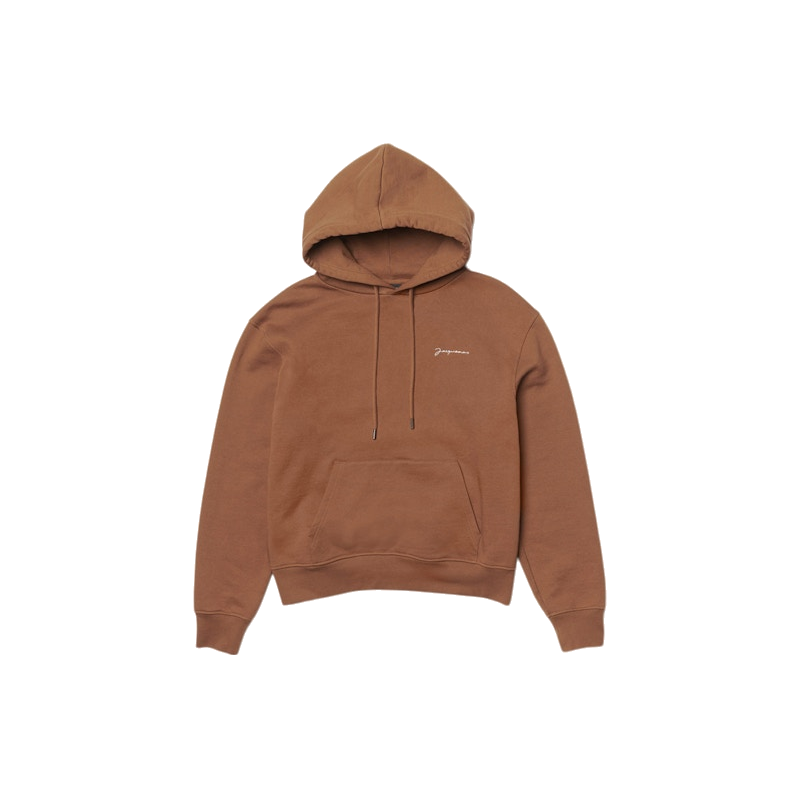 Jacquemus Le Sweatshirt Brode Embroidered Logo Regular Fit Hoodie Brown