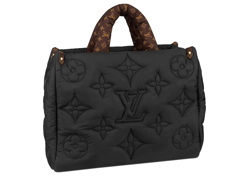 Louis Vuitton Onthego MM Black, sac cabas Louis Vuitton noir au format MM avec motif Monogram, doubles poignées et longues anses pour porté épaule.