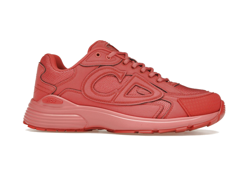 Dior x Stone Island B30 Sneaker Red avec tige en mesh respirant, empiècements en cuir et matières techniques rouges, silhouette running moderne et semelle en caoutchouc.
