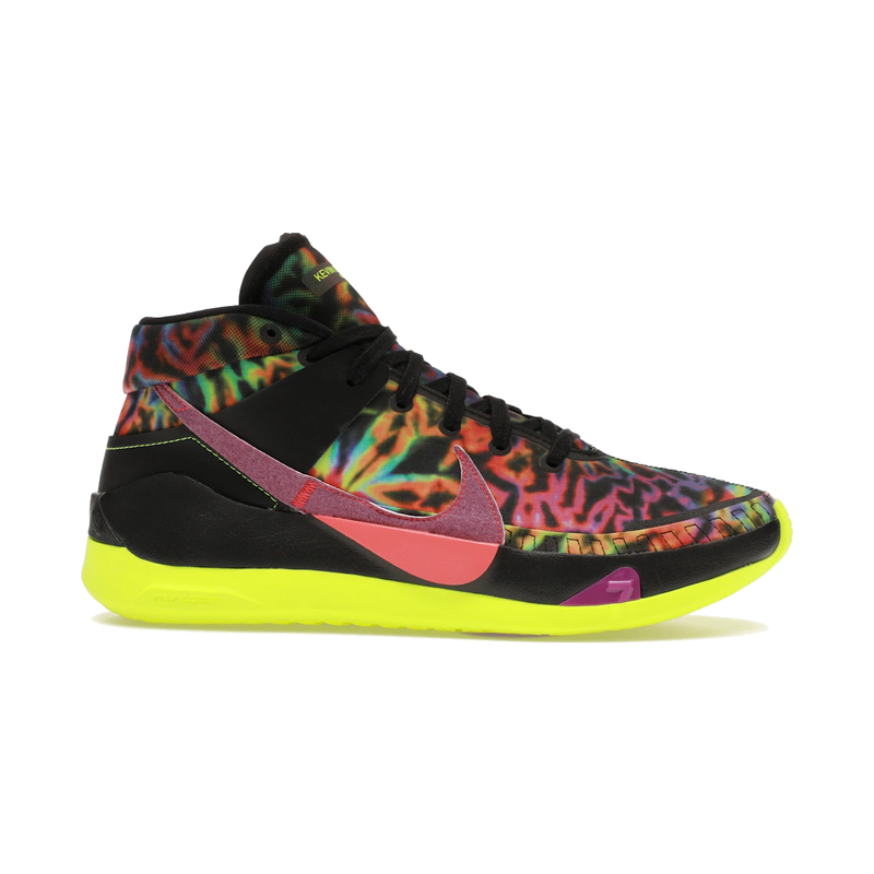 Nike KD 13 EYBL 2020 DA0895-102, chaussure de basketball Kevin Durant blanche et dorée avec détails Baltic Blue et branding Nike EYBL.