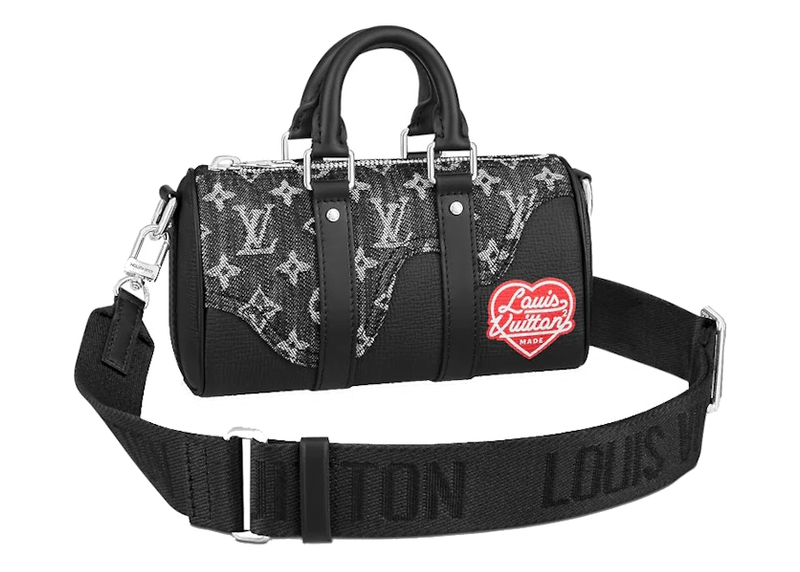 Louis Vuitton x Nigo Keepall XS Monogram Black, mini sac Keepall Louis Vuitton noir avec motif Monogram, doubles poignées et bandoulière, issu de la collaboration Nigo.