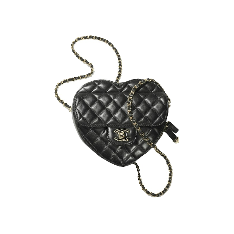 Chanel Heart Bag 22S Black Lambskin