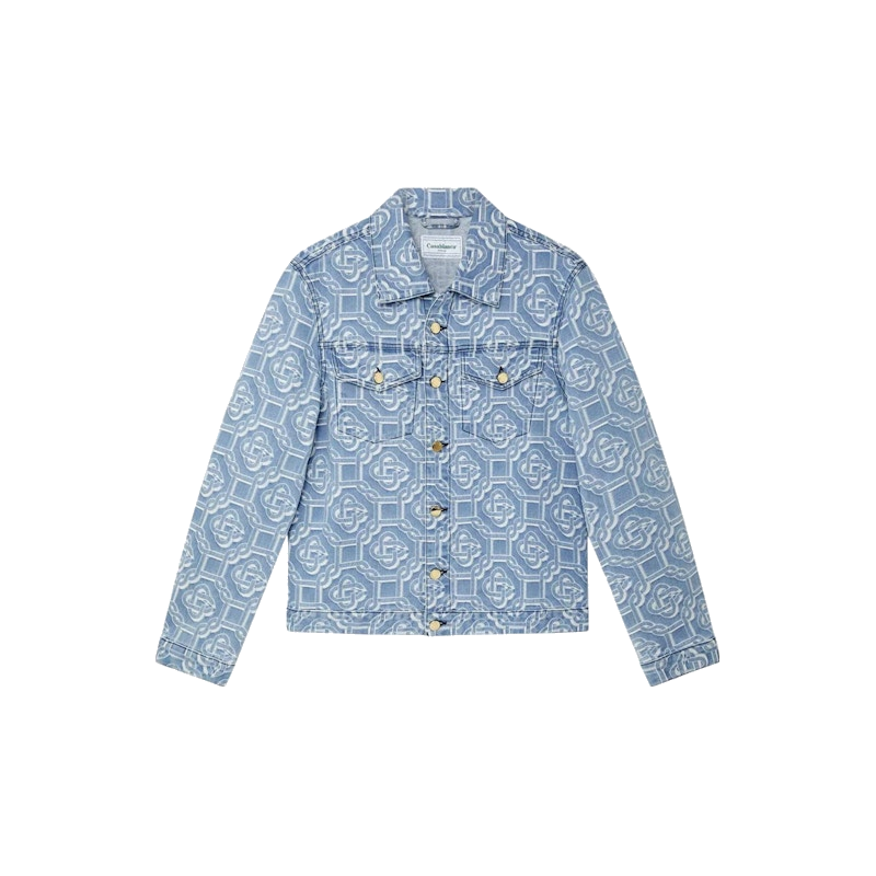 Casablanca Monogram Bleached Denim Jacket Blue