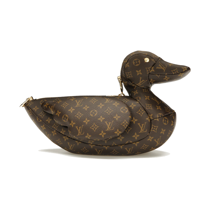 Louis Vuitton x Nigo Duck Bag Monogram Brown, sac Louis Vuitton en toile Monogram marron en forme de canard issu de la collaboration avec Nigo.