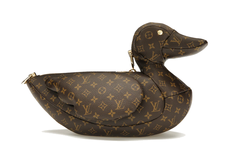Louis Vuitton x Nigo Duck Bag Monogram Brown, sac Louis Vuitton en toile Monogram marron en forme de canard issu de la collaboration avec Nigo.