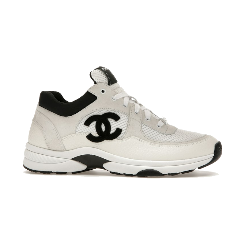 Chanel Low Top Trainer Suede White Black