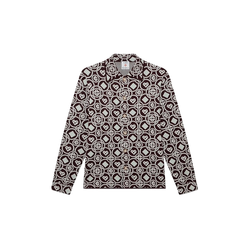 Casablanca Monogram Cotton Knit Shirt Aubergine