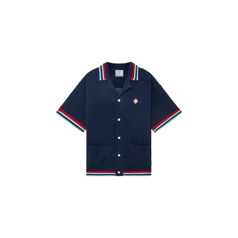 Casablanca Gothic Short Sleeve Crotchet Shirt Navy