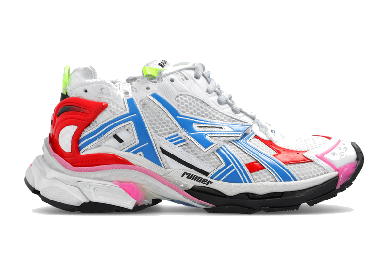 Découvrez la Balenciaga Runner White Multi-Color, une sneaker premium inspirée du running vintage, avec un design déstructuré et un coloris multicolore distinctif.