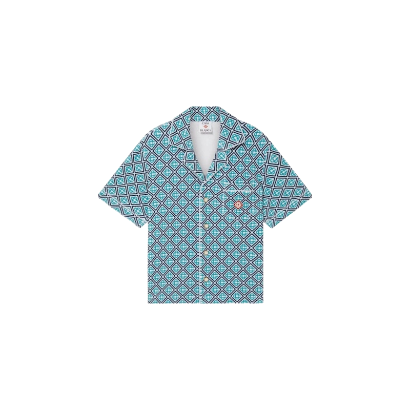 Casablanca Monogram Towelling Short Sleeve Shirt Turquoise
