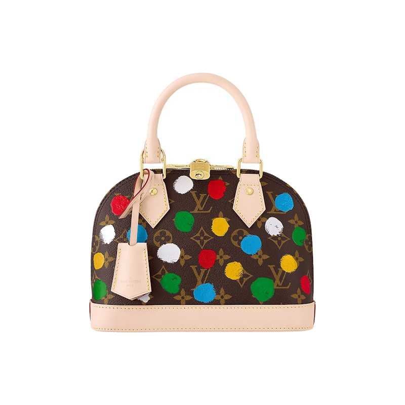 Louis Vuitton x Yayoi Kusama Alma BB Monogram Multicolor, sac Louis Vuitton Alma BB en Monogram marron avec détails multicolores inspirés de Yayoi Kusama.