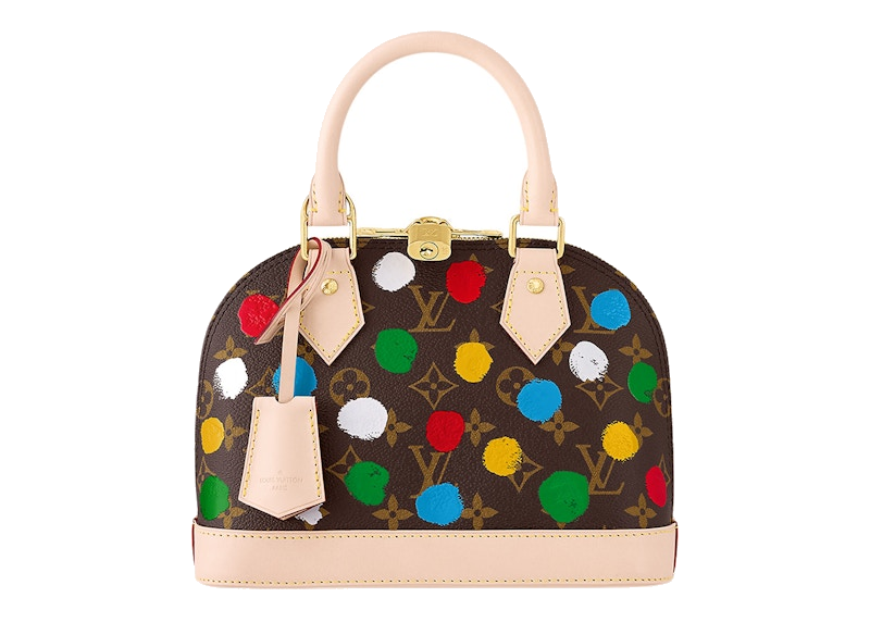 Louis Vuitton x Yayoi Kusama Alma BB Monogram Multicolor, sac Louis Vuitton Alma BB en Monogram marron avec détails multicolores inspirés de Yayoi Kusama.