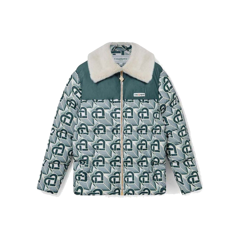 Casablanca Heart Monogram Puffer Jacket White/Green