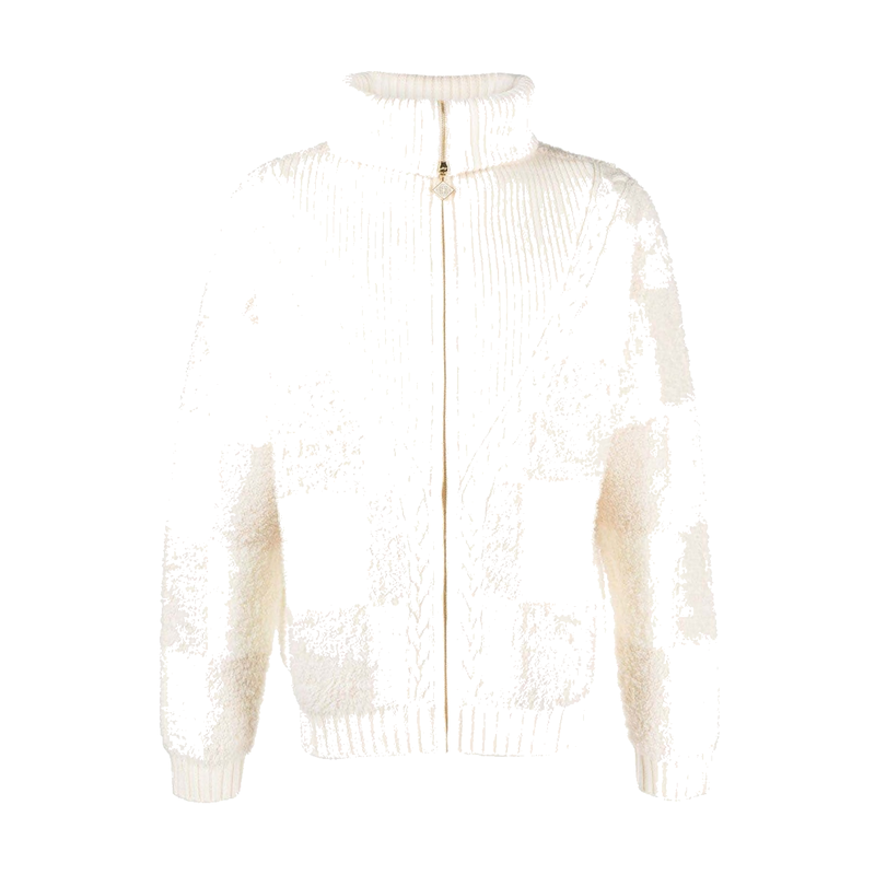 Casablanca Checked Bouclé Cardigan Light Beige