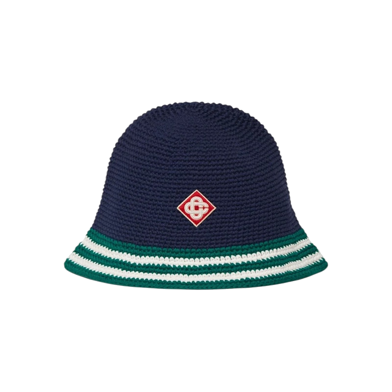 Casablanca Stripe Crotchet Hat Navy