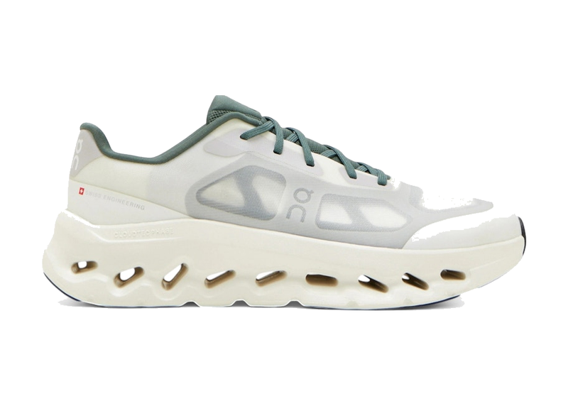 On Running Cloudtilt Remix Ivory Olive, sneaker lifestyle On Running ivoire et vert olive équipée de la technologie CloudTec Phase® et de l'amorti Helion