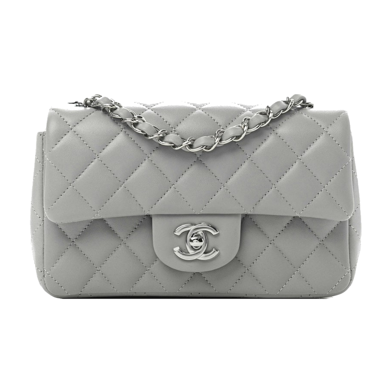 Chanel Quilted Mini Rectangular Flap Bag Grey
