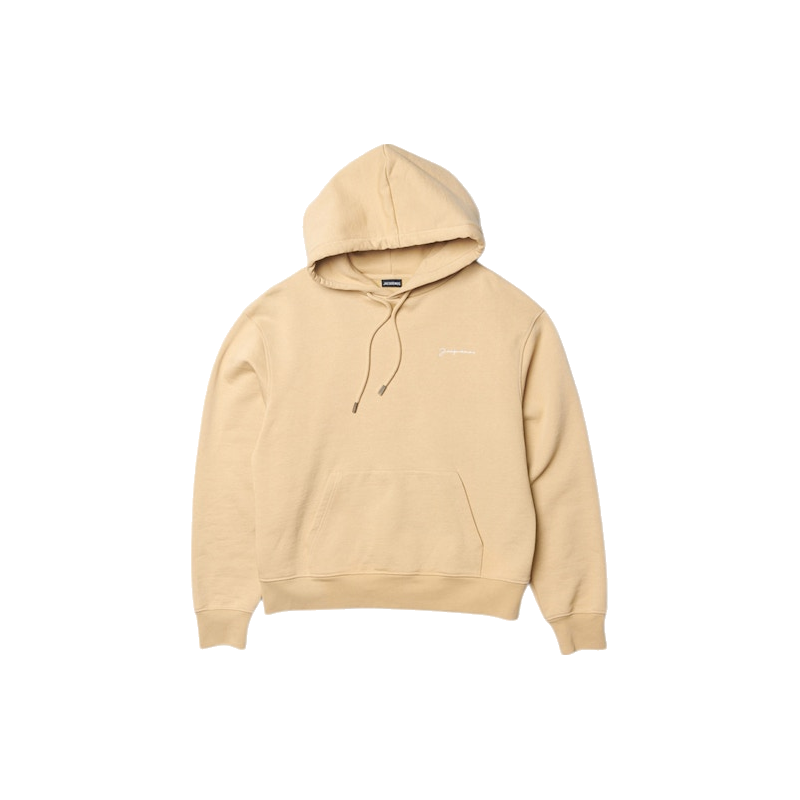 Jacquemus Le Sweatshirt Brode Embroidered Logo Regular Fit Hoodie Dark Beige