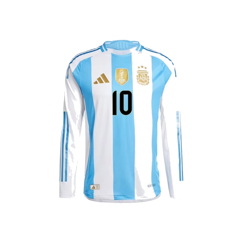 Adidas Argentina 24 Long Sleeve Messi Home Authentic Jersey White/Blue Burst