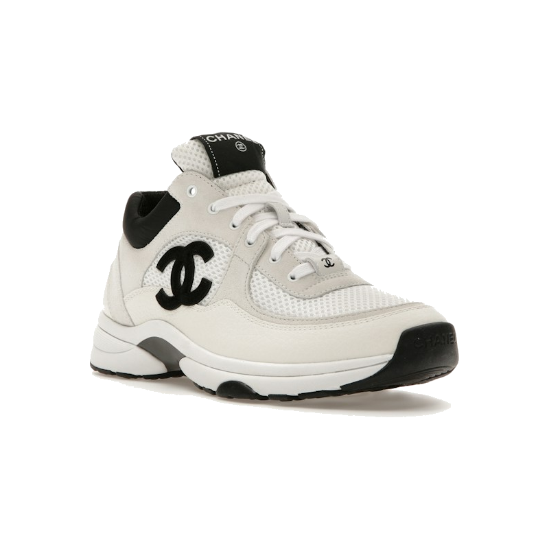 Chanel Low Top Trainer Suede White Black