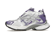 Balenciaga Runner Purple Grey avec tige en mesh respirant, empiècements en cuir violet et gris, semelle intermédiaire en mousse et silhouette inspirée du running vintage
