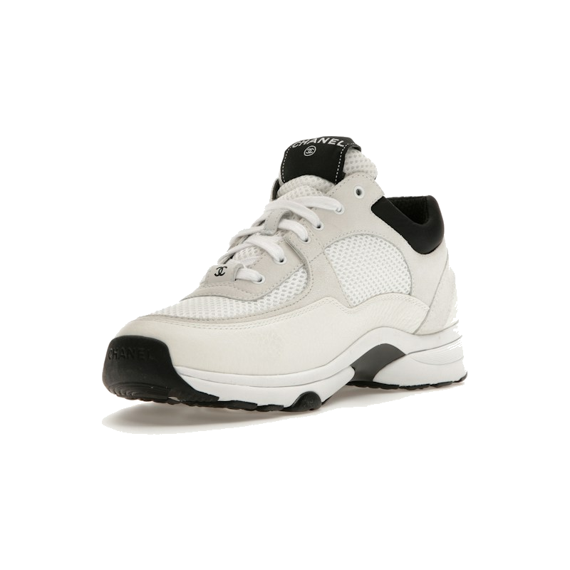 Chanel Low Top Trainer Suede White Black