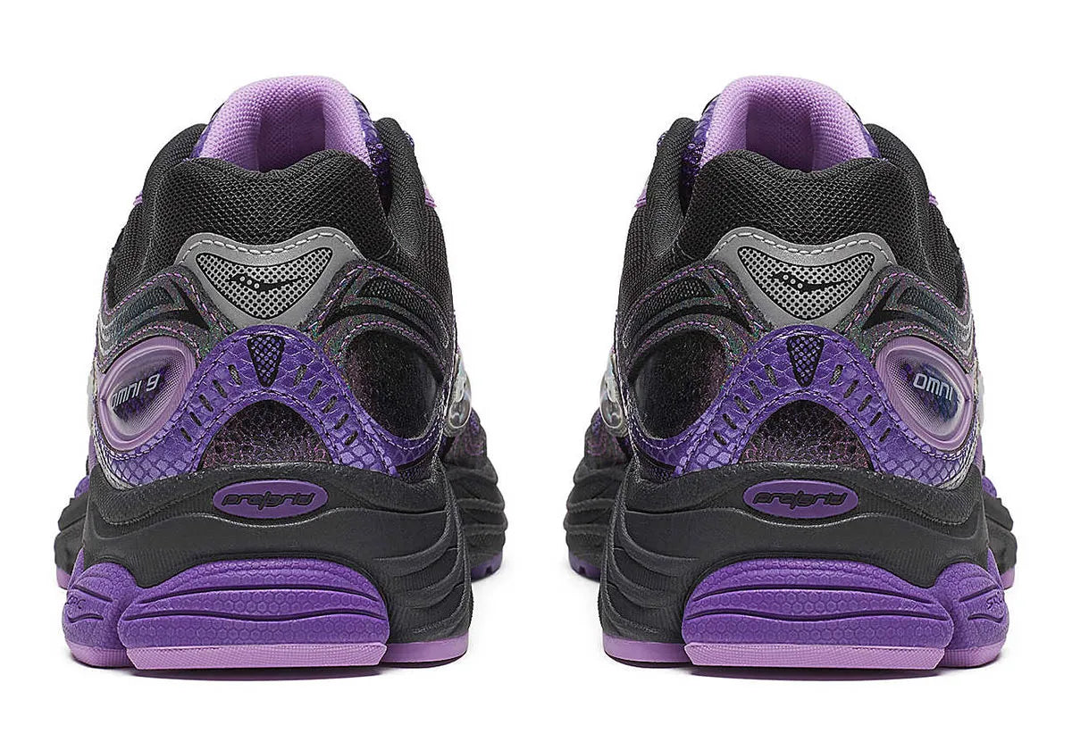 saucony progrid 9 violet et noir confortable vue de derrière talon