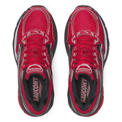 Sneakers Saucony ProGrid Omni 9 Saint-Valentin en mesh respirant avec superpositions rouges et roses et technologie ProGrid.