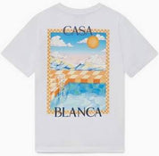 Tee-shirt Casablanca Swimming Pool – t-shirt blanc en coton premium avec imprimé piscine coloré , vue de dos