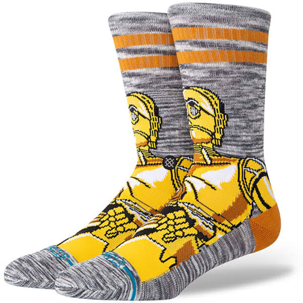 Chaussettes Stance C-3PO Crew dorées avec motif Star Wars et renforts talon orteils confortables