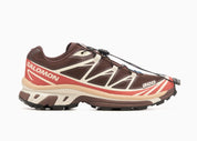 Salomon XT-6 Roasted Clay L47737500 en tons rouge argile et ocre brûlé avec empeigne textile technique, Quicklace™ et semelle trail.