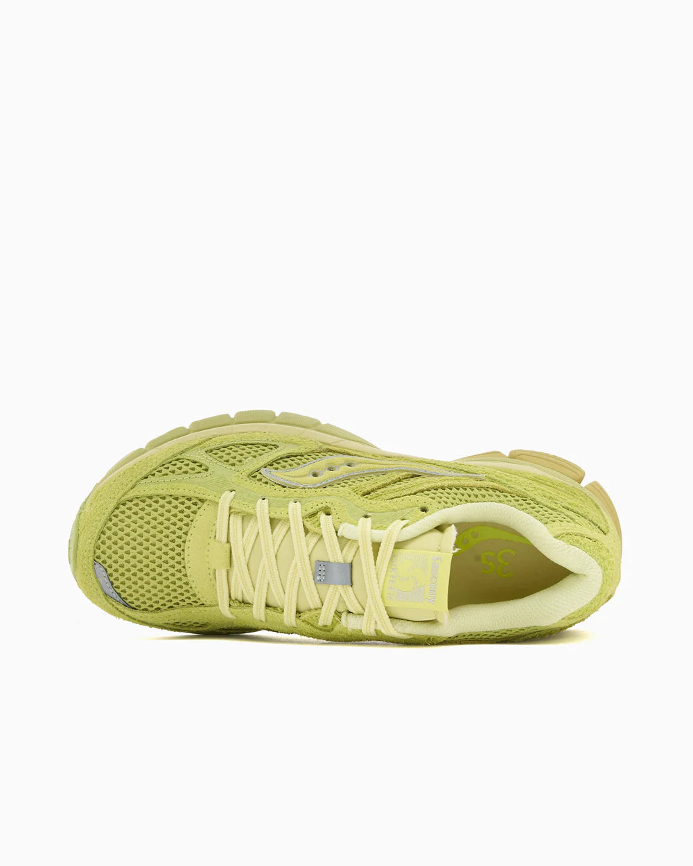Sneaker Saucony ProGrid Guide 7 3sixteen Lime en mesh et suède premium vert avec amorti ProGrid et détails rétro-running raffinés.