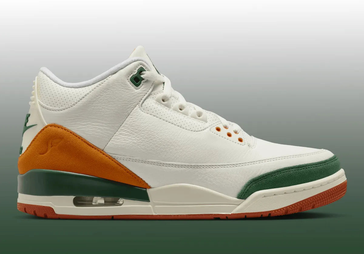 Sneaker Jordan 3 Retro SP SoleFly Miami en cuir premium avec détails elephant print et coloris inspirés de Miami.