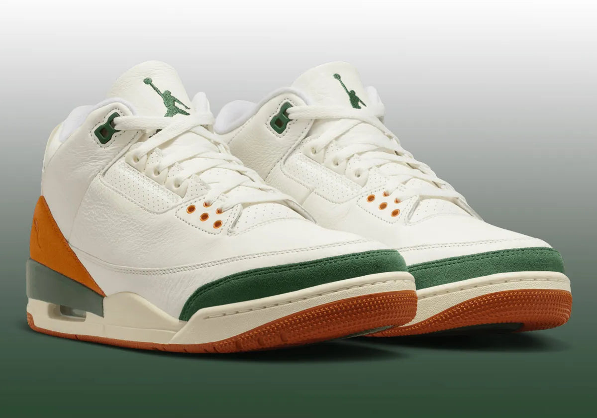 Sneaker Jordan 3 Retro SP SoleFly Miami en cuir premium avec détails elephant print et coloris inspirés de Miami.